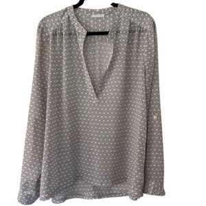 Halogen Geometric Print Sheer Tunic Blouse, Business Casual,‎ Size XL